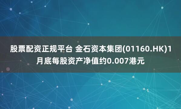 股票配资正规平台 金石资本集团(01160.HK)1月底每股资产净值约0.007港元
